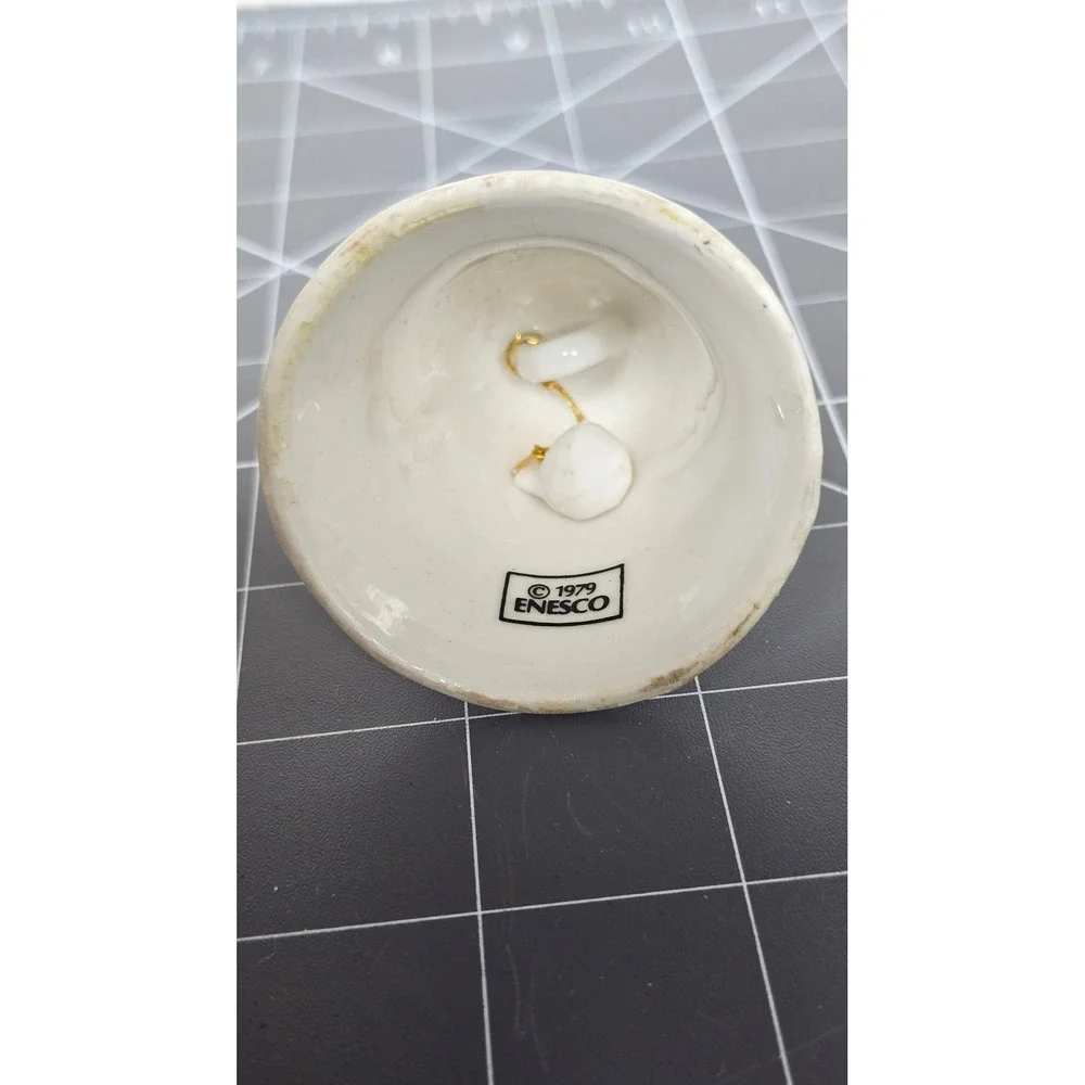 Vintage 1979 Enesco Porcelain Bell When This You See Remember Me Floral Gold